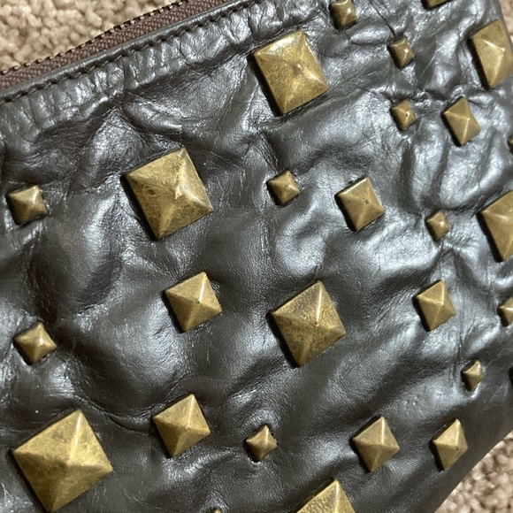Club Monaco Dark Brown and Gold Studded Clutch - Picture 2 of 4
